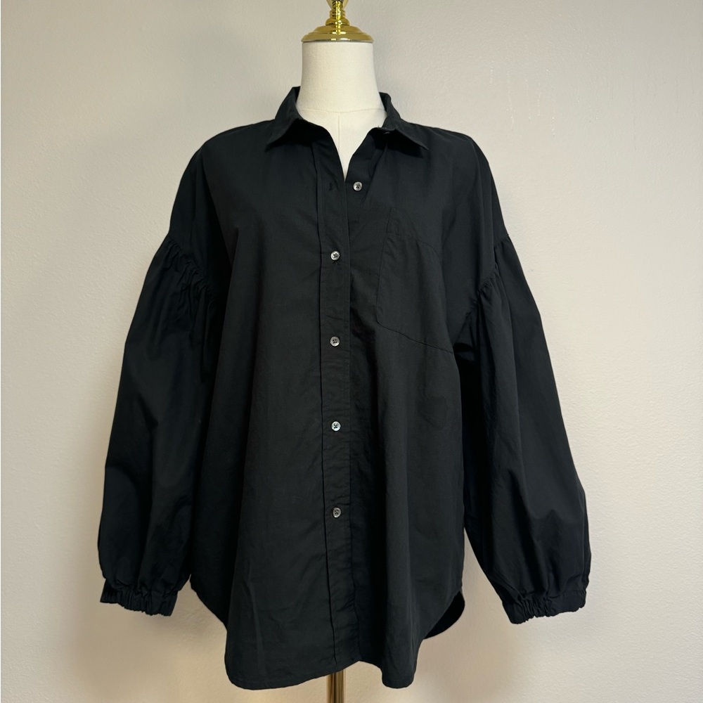 Rails Winnie Long Sleeve oversized Button Down‎ shirt in Black Women’s Sz L